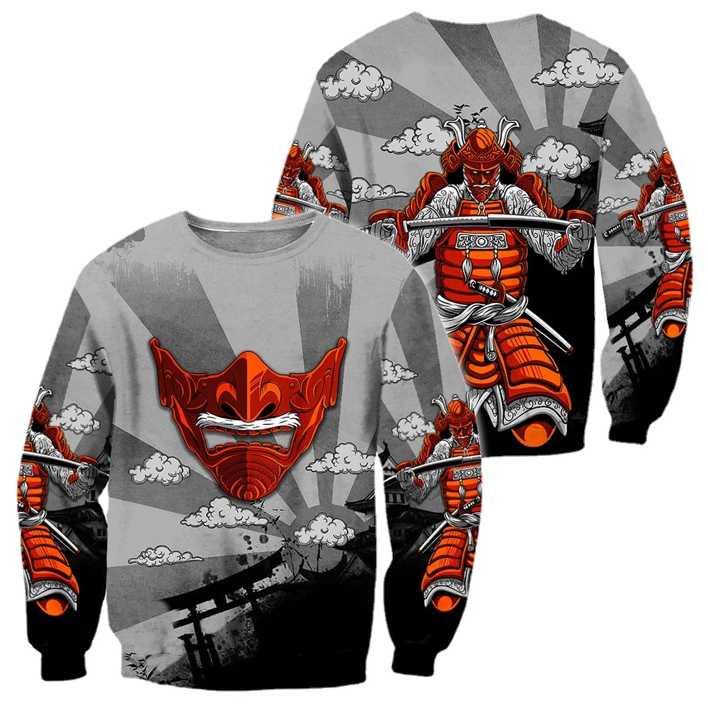 

HX Japanese Sakura Samurai Sweatshirt 3D Graphics Sportswear Casual Hip Hop Streetwear Casual Pullovers Tops Men Clothing