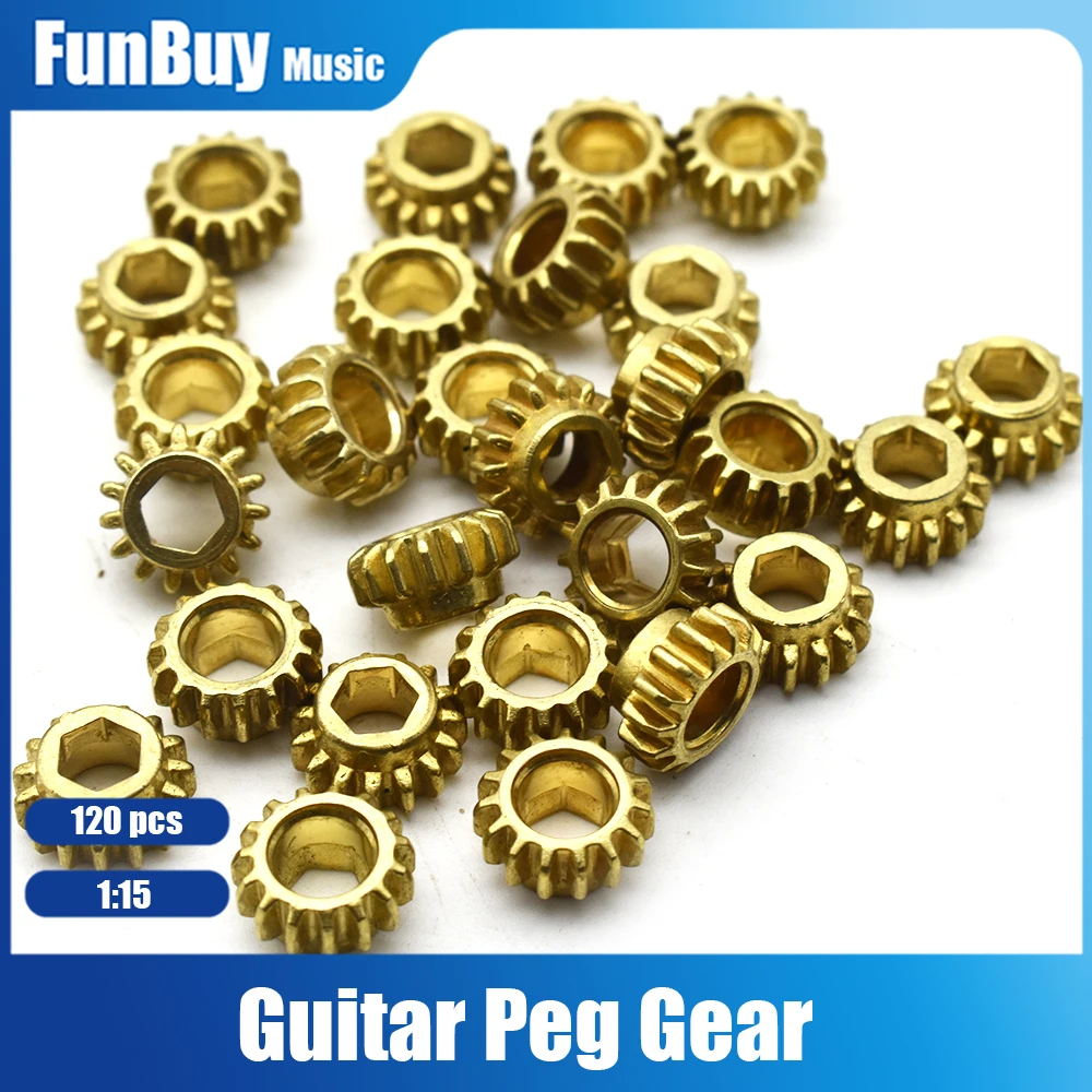 120pcs Iron Guitar Hex Gear Ratio 1:15 Guitar Tuners Tuning Pegs Key Machine Head Mount Gear Guitar Accessories Parts Gold