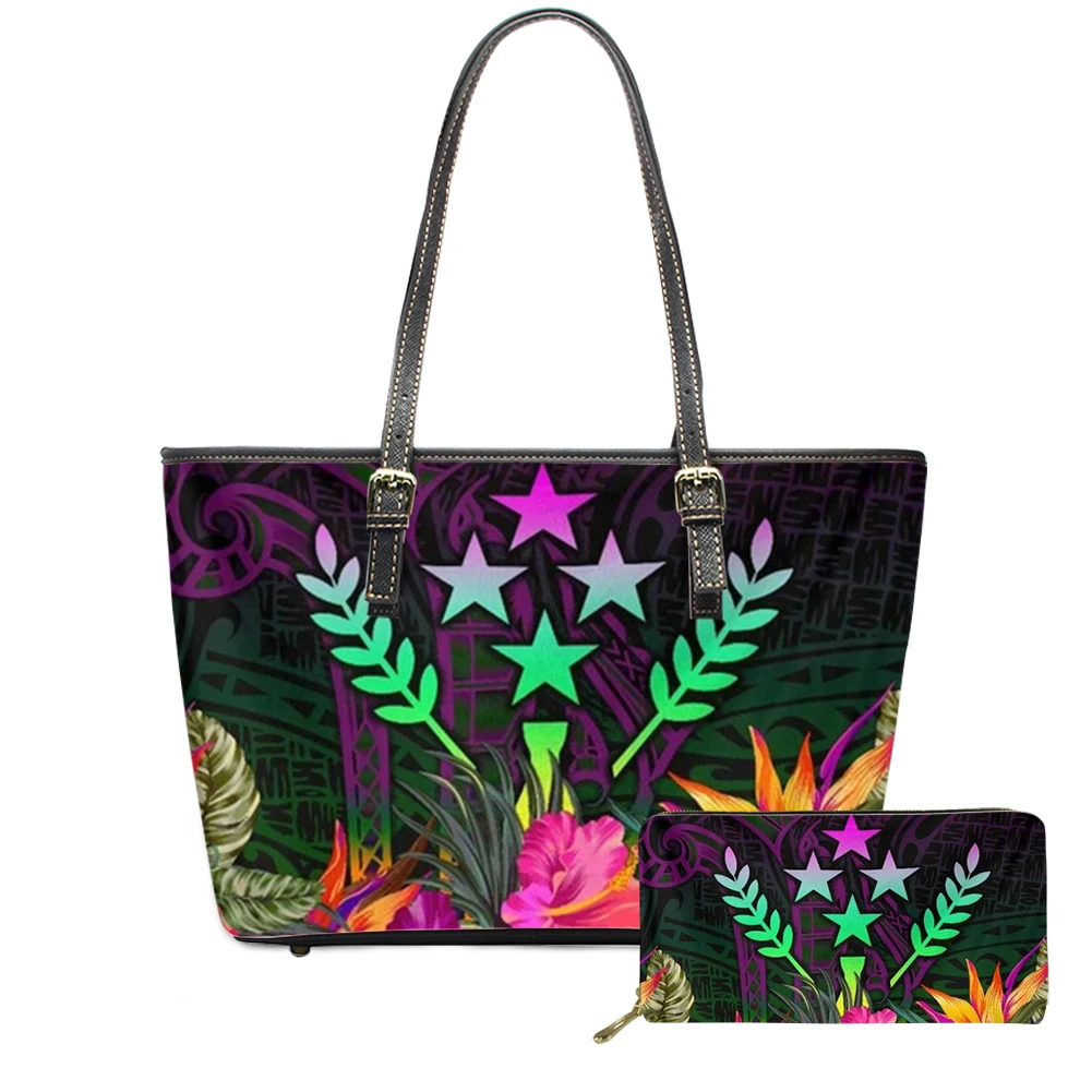 

Noisydesigns hand bag Kosrae Polynesian Hibiscus Leaf prints shoulder purses with handbags set for women 2021 cheap top quality