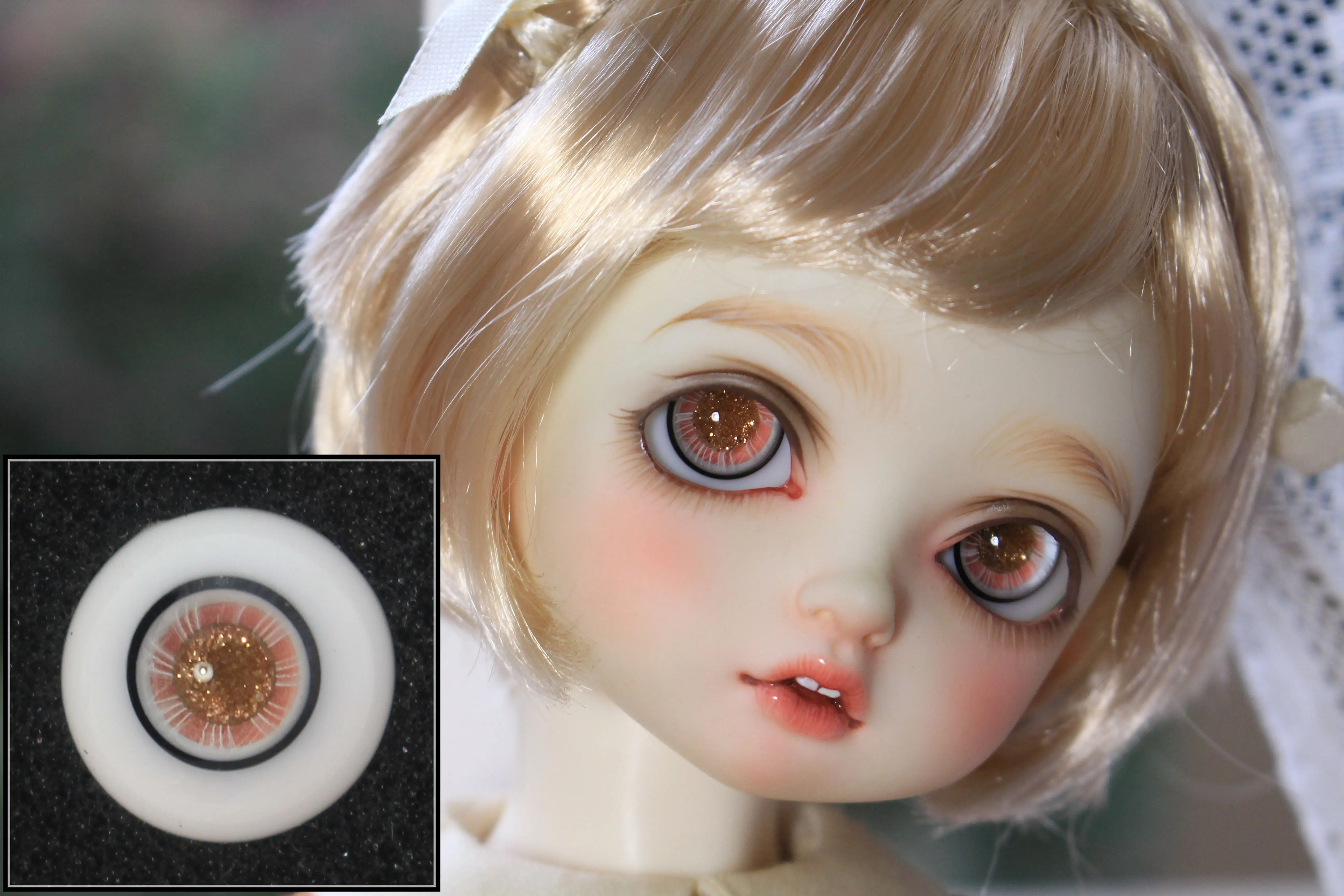 

BJD doll eyes suitable for 12mm 14mm16mm18mm with small iris size pink flash glass eyes doll accessories