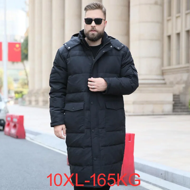 Novo estilo masculino tamanho grande 165kg casaco de inverno jaqueta longa joelho quente jaqueta masculina 8xl 9xl10xl jaqueta puffer para homem