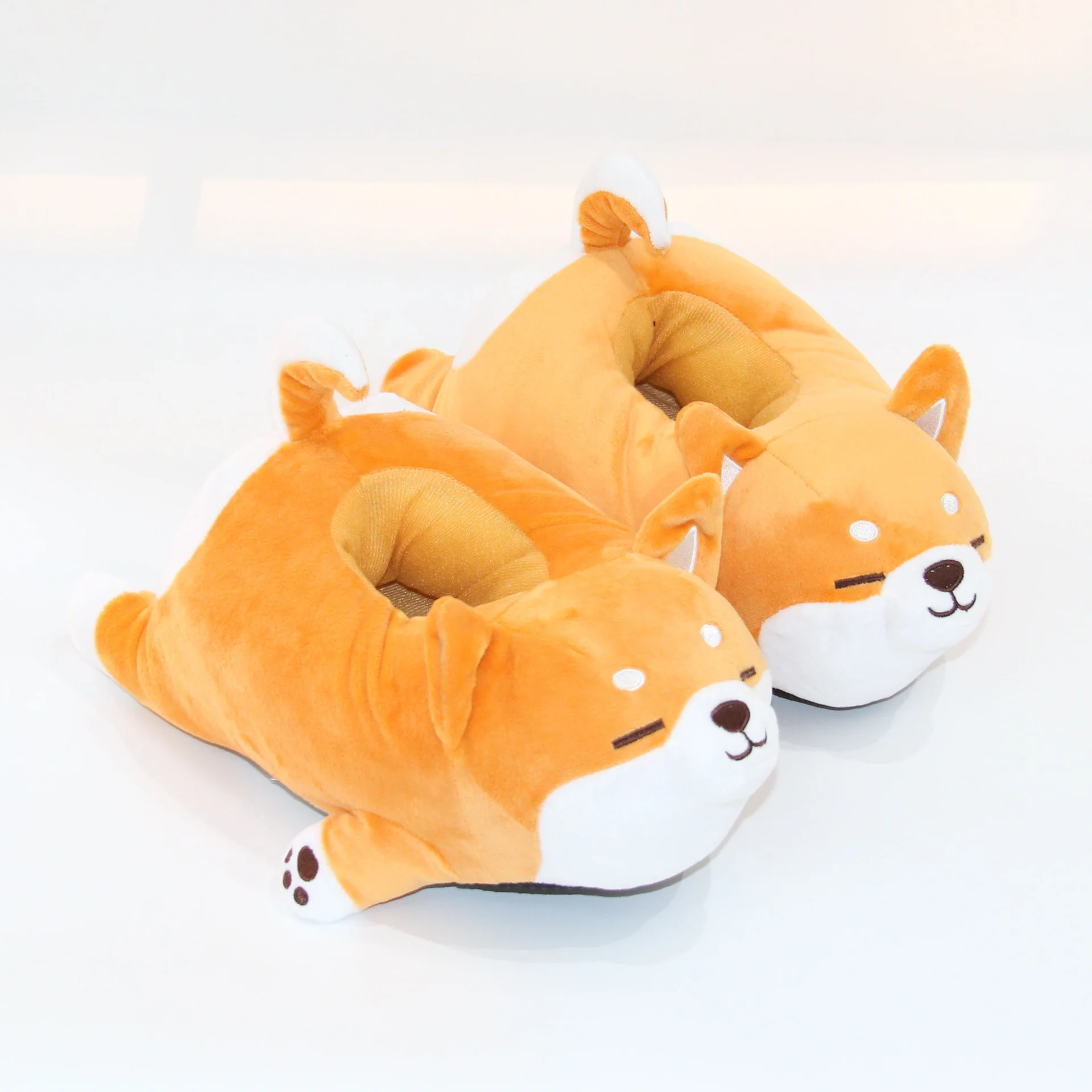 Chinelos de cão preguiçosos macios bonitos Shiba Inu, Sapatos de algodão de pelúcia animal, Chinelo engraçado, 2021