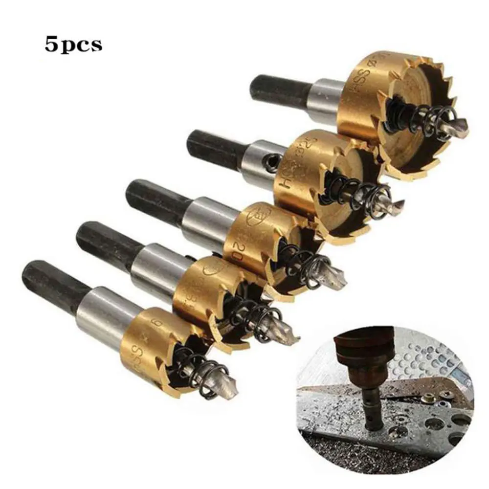 5PCS High Speed Steel Hole Opener 16-30mm Set Titanium-plated Stainless Steel Hole Reamer Metal Sheet Drill Bit