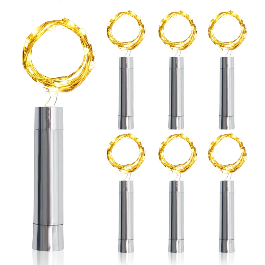 2M 20LED Wine Bottle Cork Stopper String Light Copper Wire Star Fairy Garland Light Silver Wire Colorful Fairy Mini String Light