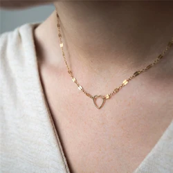 14K Gold Filled Heart  Pendant Necklace Handmade Gold Choker Collier Femme Kolye Collares Women Jewelry Boho Necklace for Women