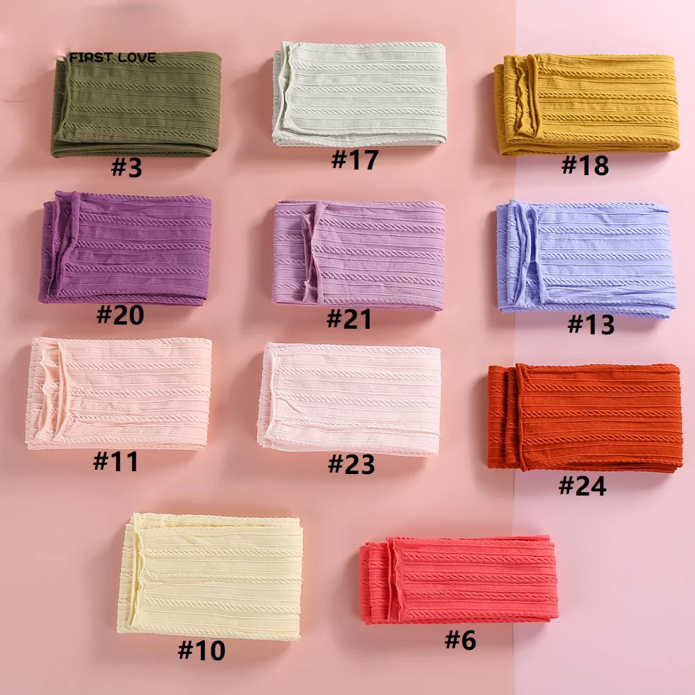 1.31-1.36yards/pc Stretch Nylon Fabric Soft Cable Knit Nylon Headband For Baby Girls Handmade Bow Material Baby Accessories 12pc