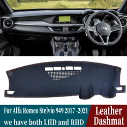 Leather Dashmat Dashboard Cover Pad Dash Mat Carpet Car-Styling Accessories For Alfa Romeo Stelvio 949 2017 2018- 2023 2020 2021