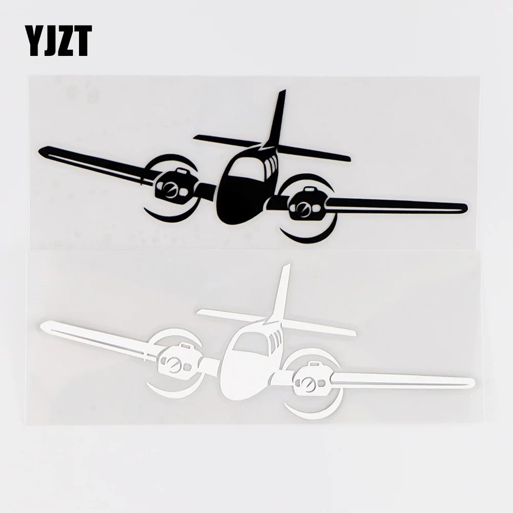 YJZT 15.5×5.5CM Twin Engine Propulsion Aircraft Vinyl Decals Car Sticker Window Decor Black / Silver 10A-0414