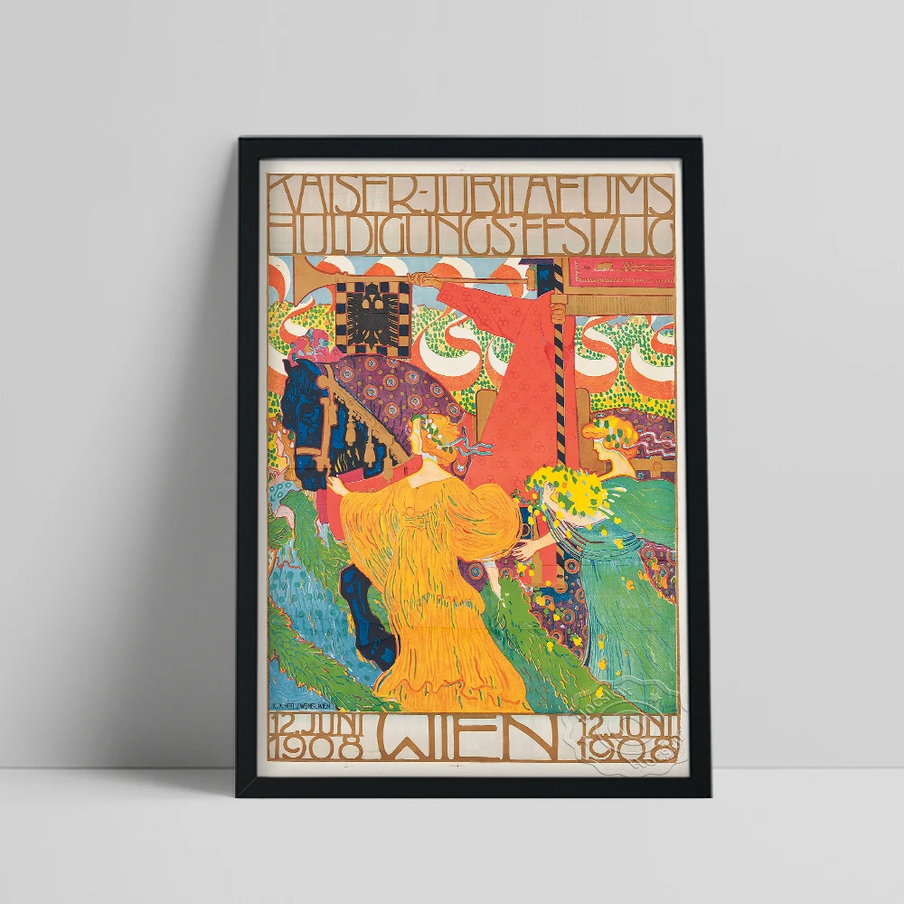 Ludwig Ferdinand Graf Kaiser Jubilaeums Huldigungs Festzug Poster, Lithograph Colours Wall Prints, Vintage Wien Picture Decor