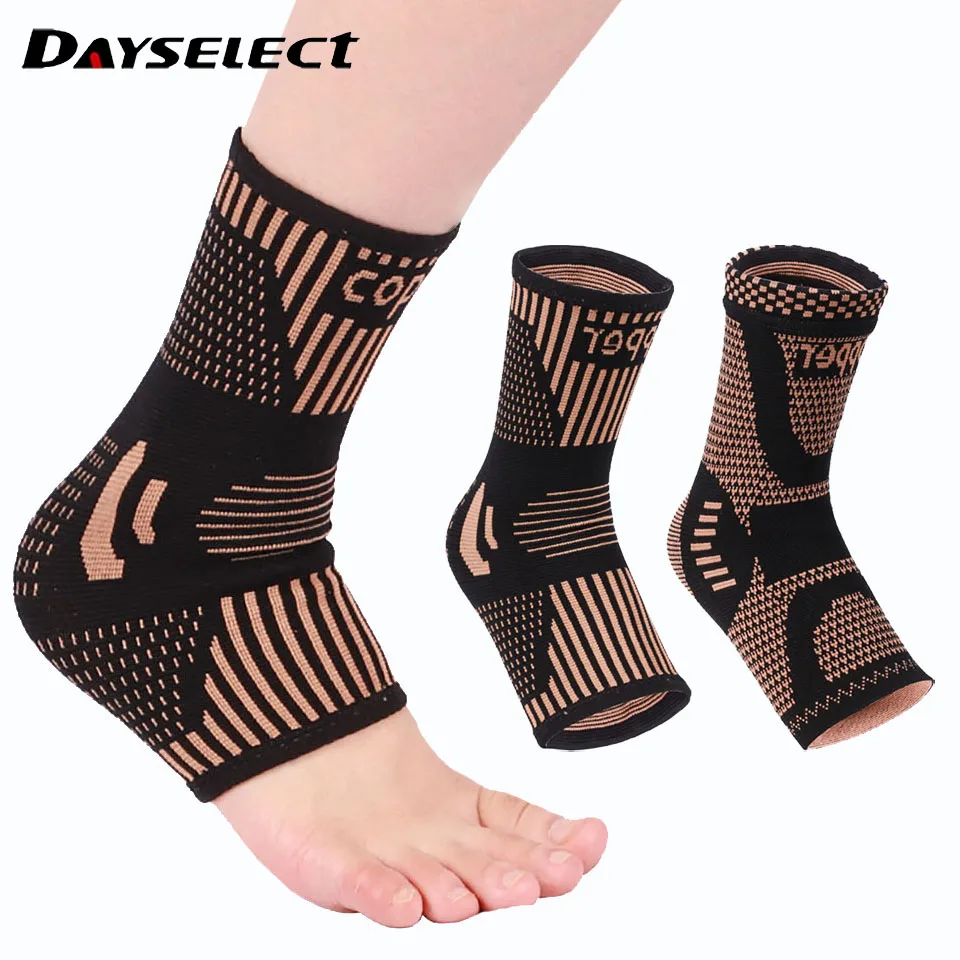 1Pcs Copper Ankle Brace Infused Compression Sleeve Support for Plantar Fasciitis, Sprained Ankle Achilles Tendon Pain Relief