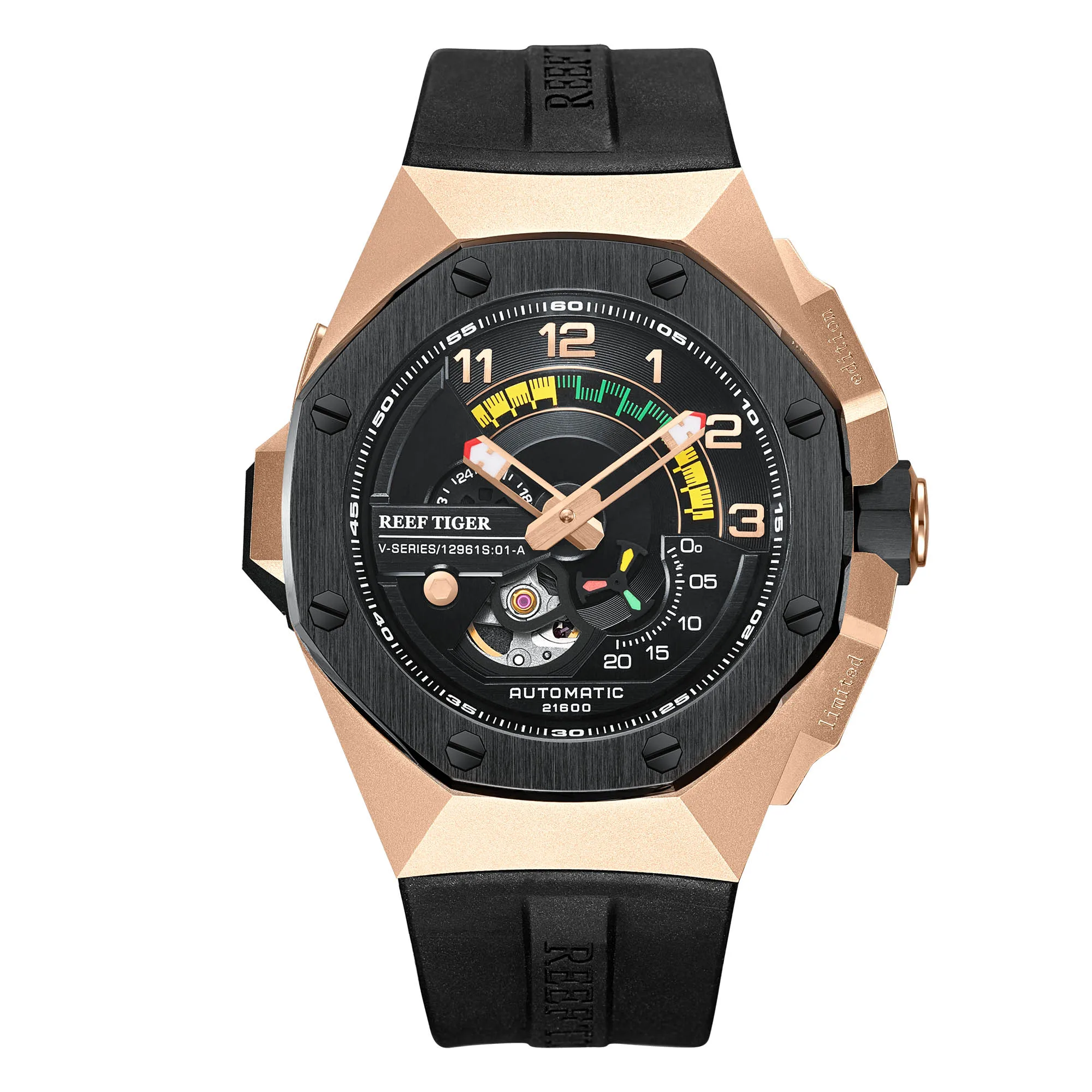 Riff Tiger luxus uhr für männer, herren automatische mechanische uhren 100m wasserdicht military armbanduhr sport leuchtende RGA95S7