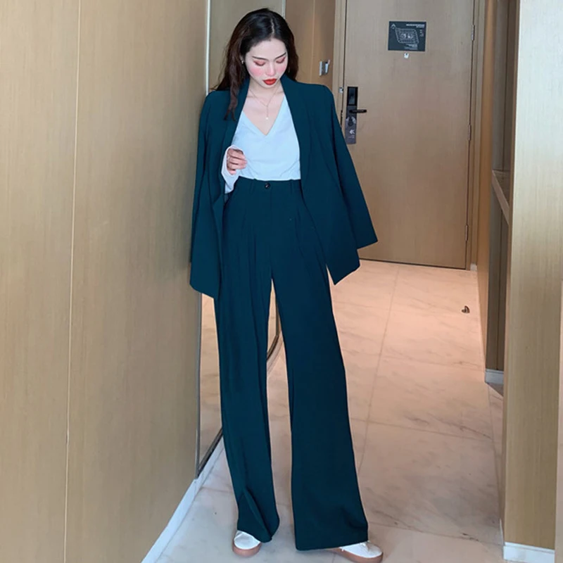Nieuwe Collectie Vrouwen Plus Big Size Lace-Up Blazer Professionele Temperament Mode Wijde Pijpen Broek Comfortabele Broek Past L-5XL