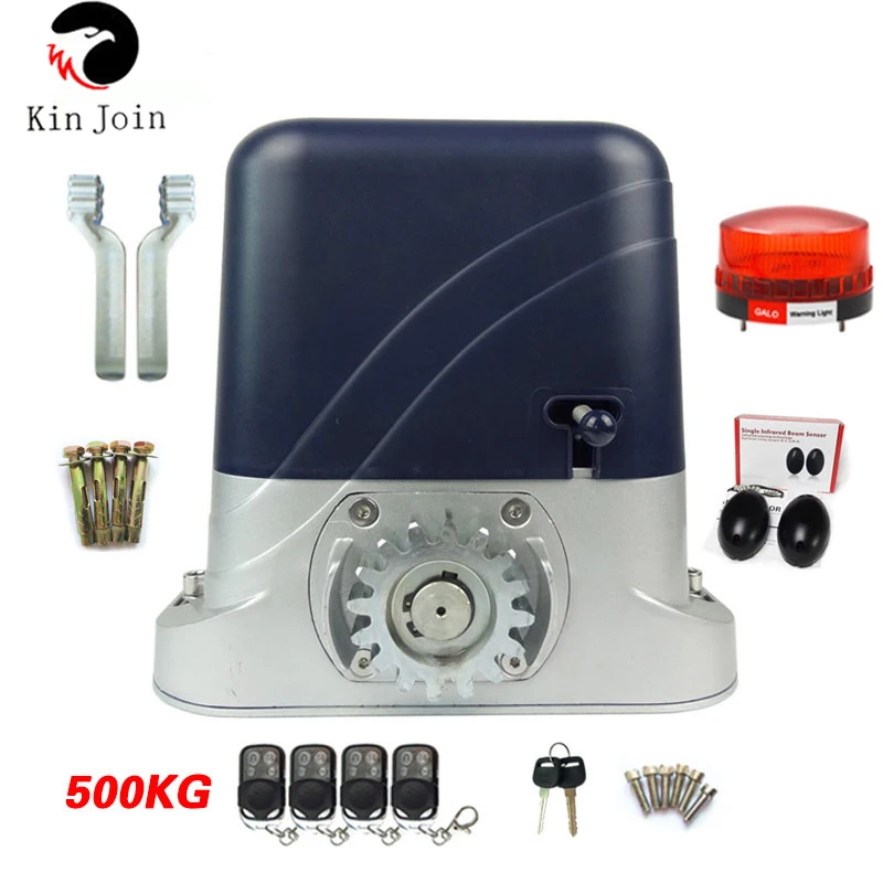 Automatic 1200kg-500kg Sliding Gate Opener Electric Operator With Remote Control Alarm Light Photocell Wireless Keypad Optional