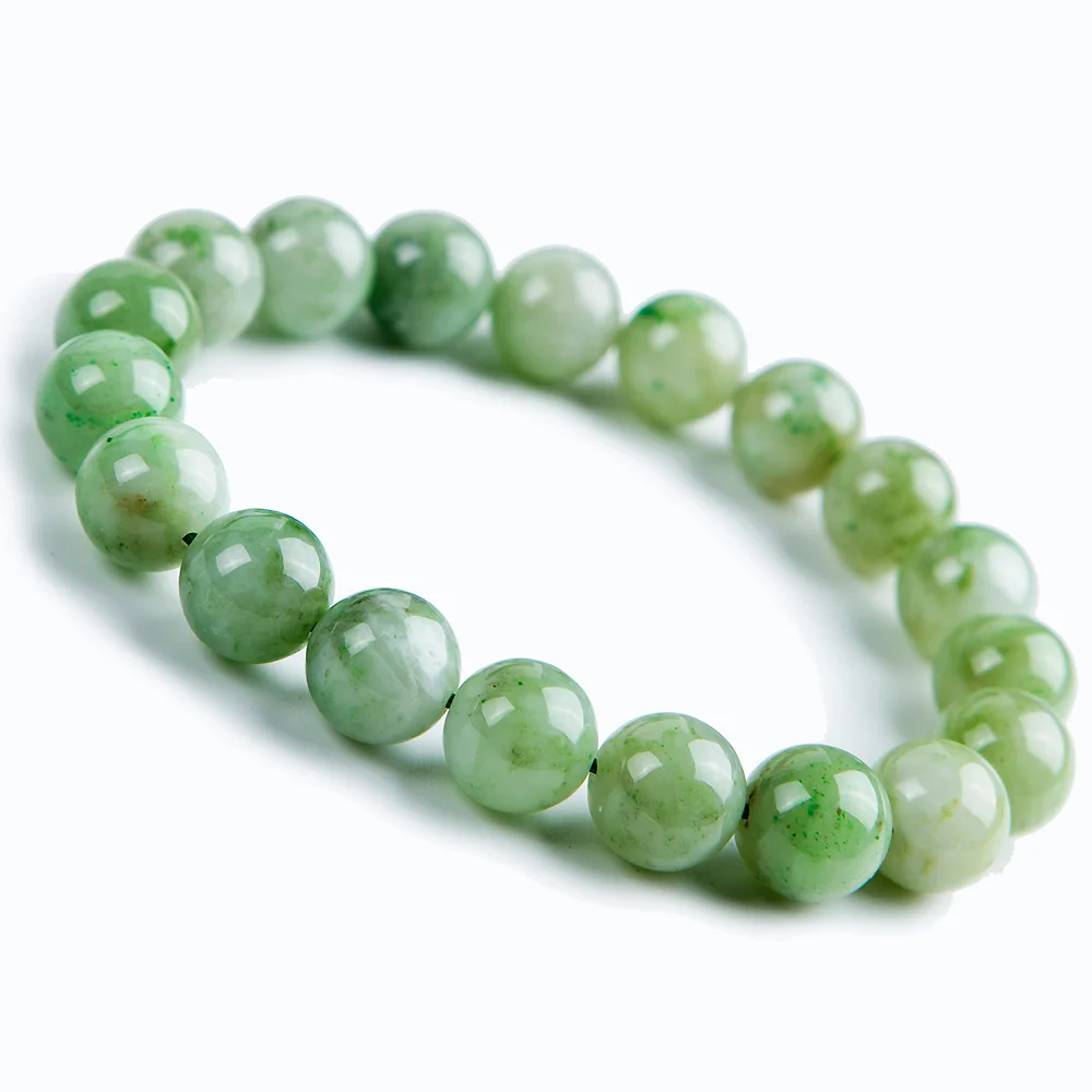 

10mm Newly Natural Green Dushan Jade For Women Men Bracelet Stretch Crystal Gemstone Round Bead Bracelet AAAAAA