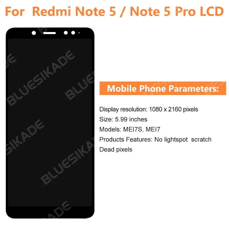 For Xiaomi Redmi Note 5 Pro LCD Display MEI7S MEI7 Touch Screen Digitizer For Redmi Note 5 LCD Display Replacement Parts