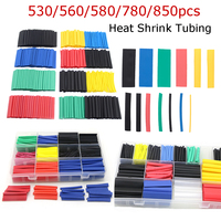 530/560/580/780/850pcs Heat Shrink Tube Kit Insulation Sleeving Polyolefin Shrinking Assorted Heat Shrink Tubing Wire Cable 2:1