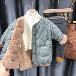 New Children Spring Winter Fur Kids Girl Coat Teenage Thick Outwear Jackets High Quality Warm Fashion Plus Velvet