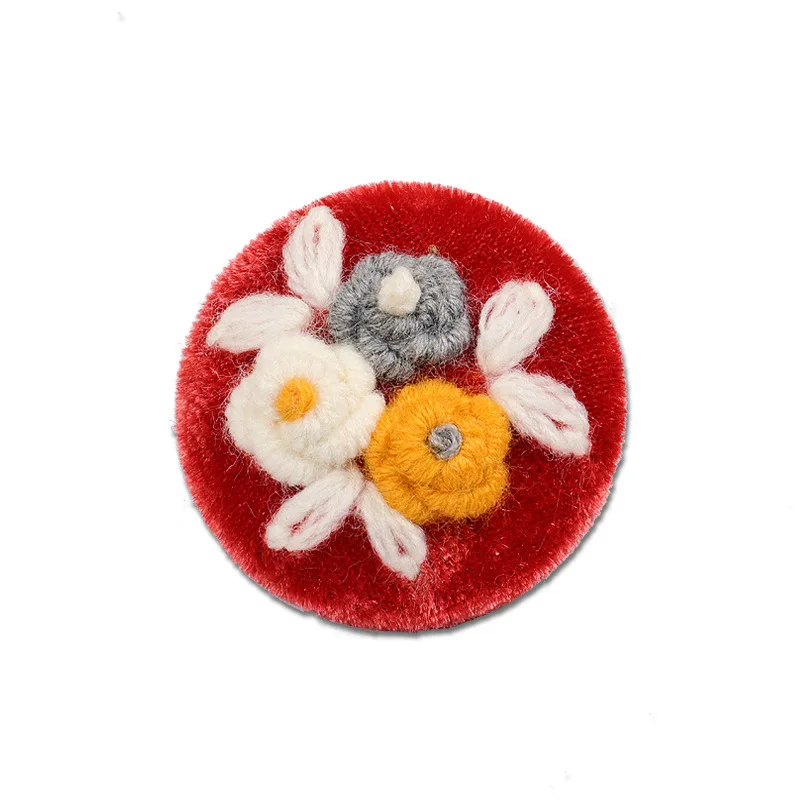 High Quality Handmade Crocheted Button Sweater Jacket with Vintage Embroidery Flower Decoration Buckle 1pcs