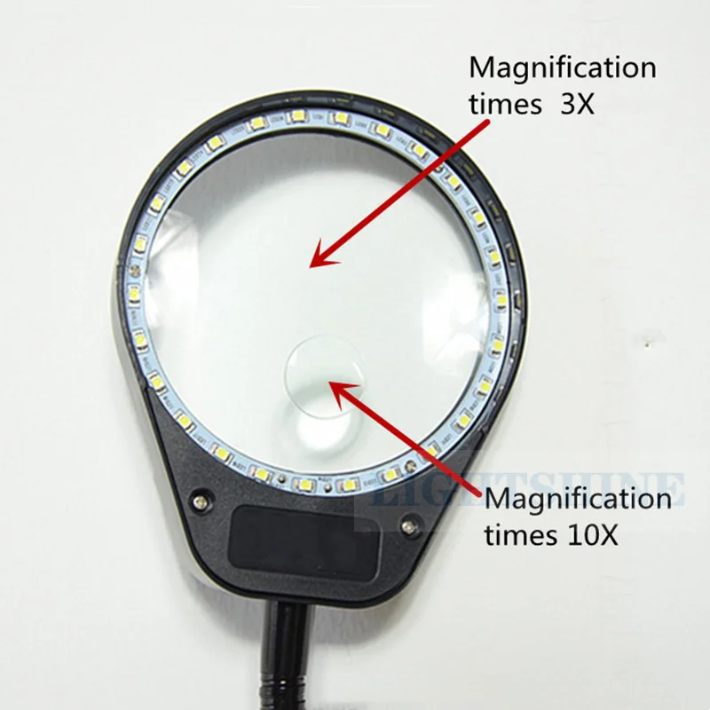 Clip-On Magnifying Glass Adjustable Led Lamp Repair Reading Table Lamp The Main Lens Auxiliary Lens 10times