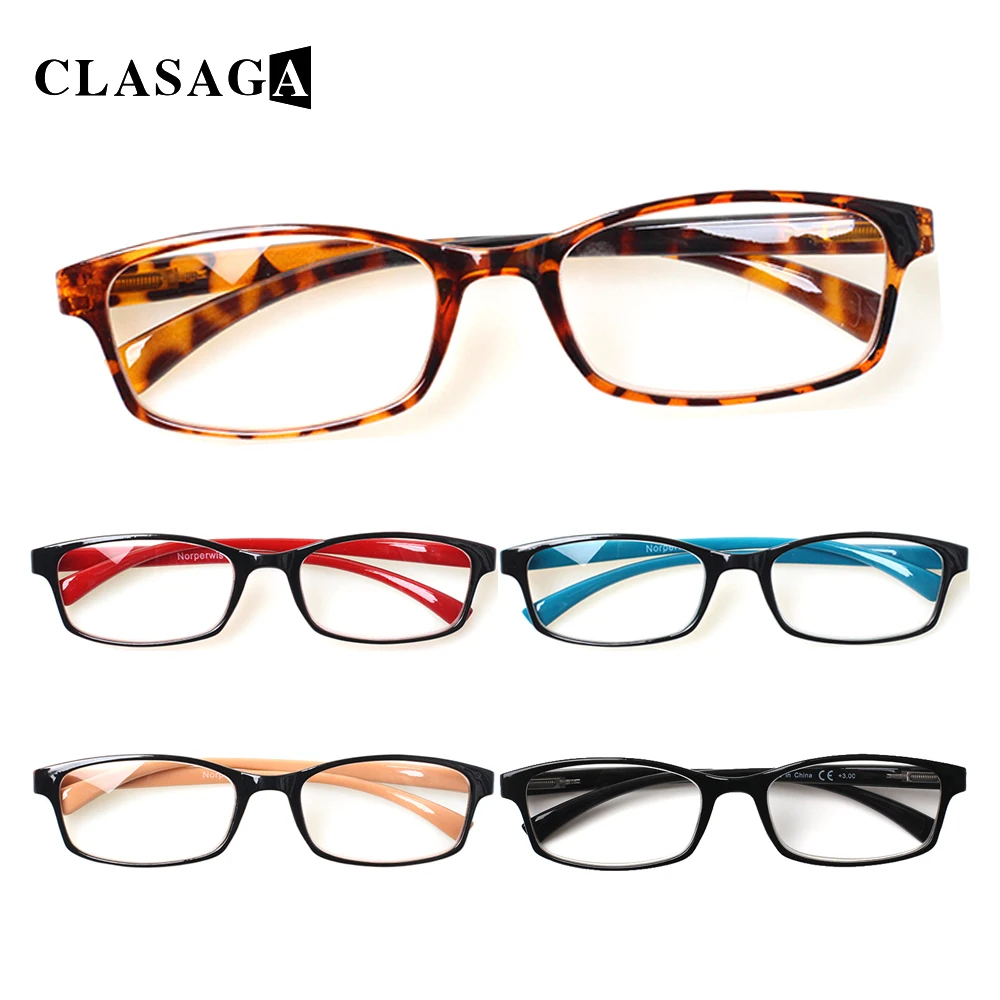 

CLASAGA Fashion Reading Glasses Men's and Women's Rectangular Frames HD Lenses Spring Hinges Prescription Glasses 0~600