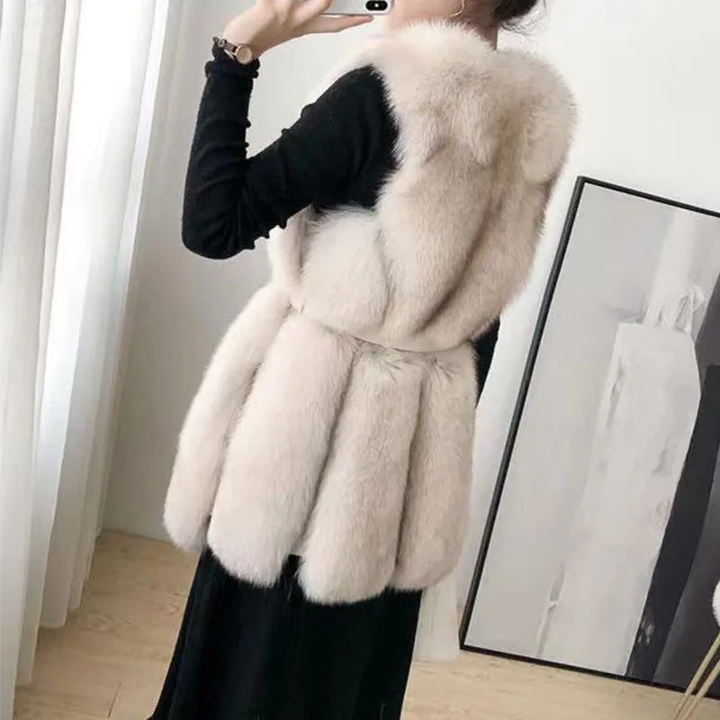 ZADORIN Korean Fashion New Winter Fluffy Faux Fox Fur Vest Women Elegant Furry Warm Long Autumn Jacket Women Fur Coats Jackets