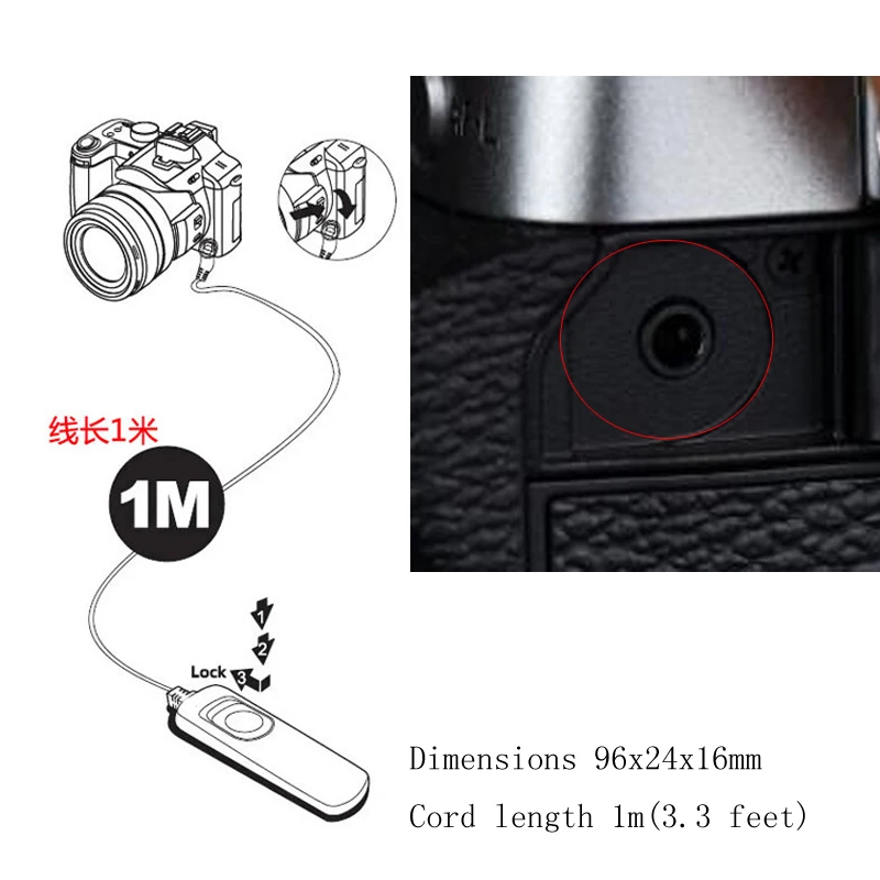 RR100 Camera Shutter Release Cable Remote Control Replace for Fuji Fujifilm X-T5 T4 T3 T2 T1 XT30 T20 GFX-50R x100f XT100 X70 X3