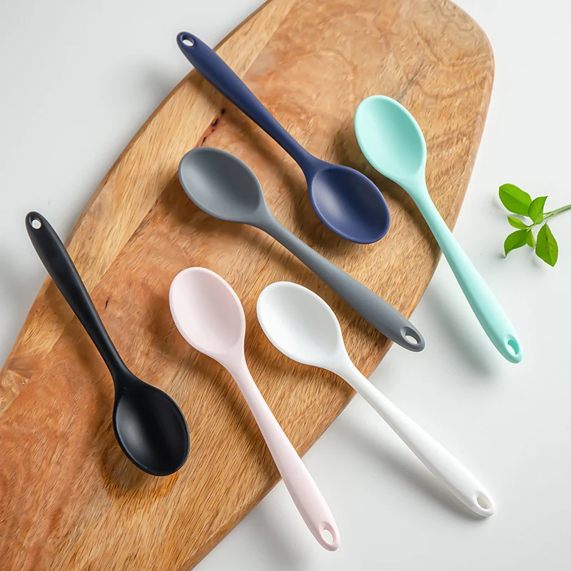 Silicone Spoon Mixing Soup Spoons Kitchen Mixing Ladle Cooking Utensils Kitchenware Tool for Stirring and Serving