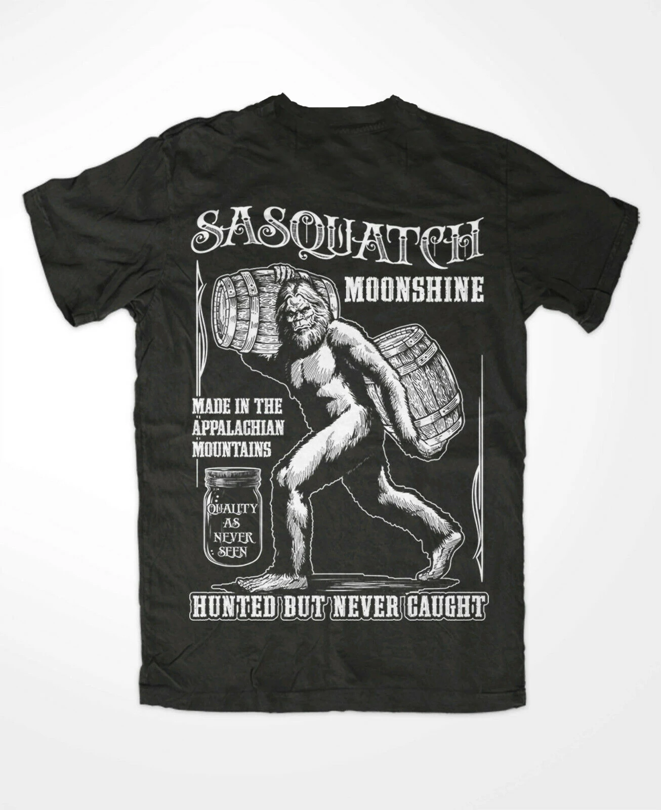 Sasquatch Moonshine Express. Vintage Rebel Whiskey Rockabilly T-Shirt. Summer Cotton Short Sleeve O-Neck Mens T Shirt New S-3XL