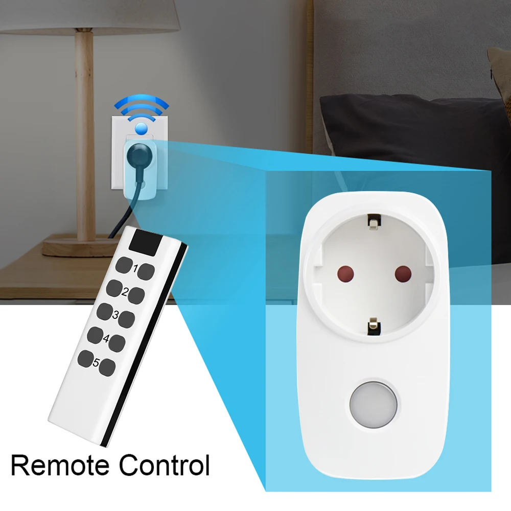 Home Assistant EU French Socket Smart Plug 433Mhz Universal Remote Control Controller RF Switch 16A Programmable Light Outlets