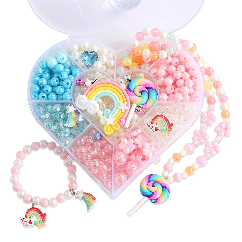 Giocattolo di perline fatto a mano fai-da-te con Set di accessori per bambini gioielli creativi a forma di cuore che fanno giocattoli educativi per il regalo delle ragazze