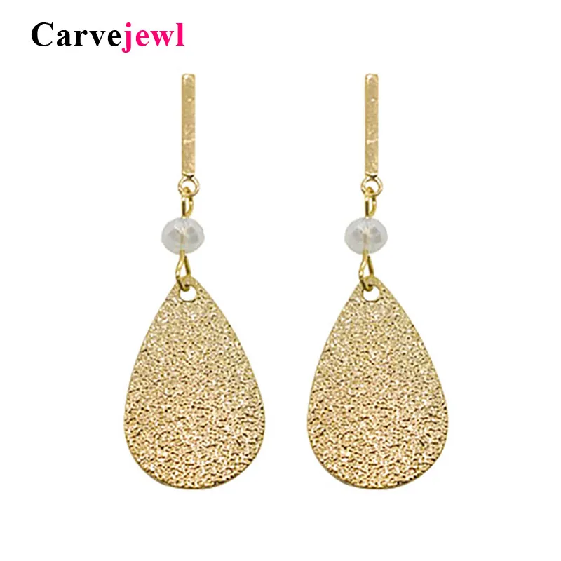 Carvejewl dangle earrings faceted glass bead frosted metal tear drop earrings for women jewelry girl gift new Korean earrings