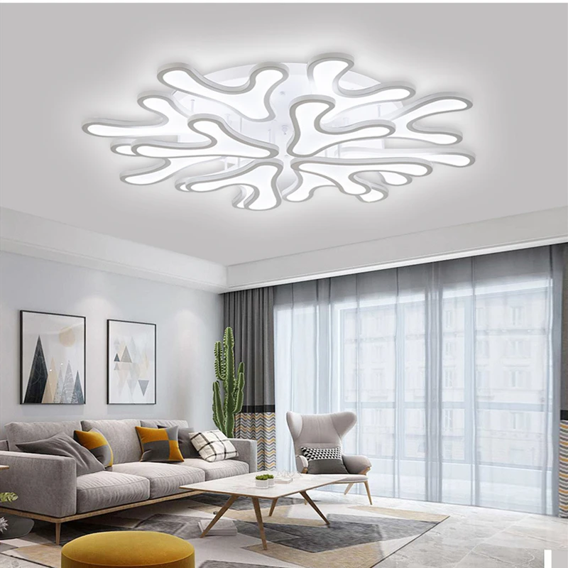 European Acrylic Coral Type Led Round Ceiling Chandelier  Lamp For Living Room Study Suitablecreative Home Decoration