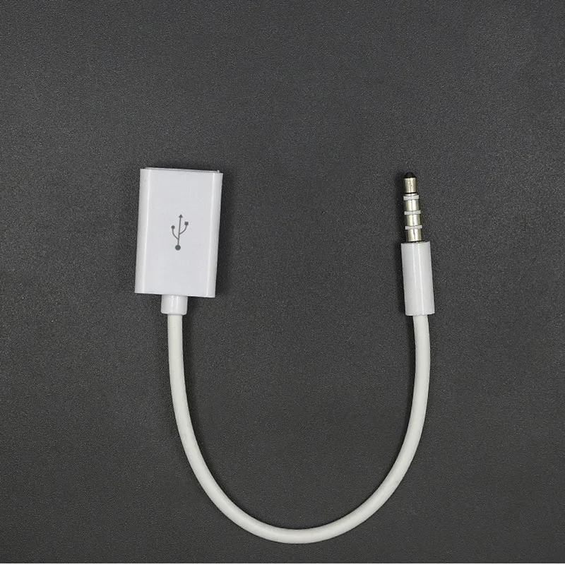 2PCS Car MP3 3.5mm Male AUX Audio Plug Jack To USB 2.0 Female Converter Cable Headphone Cable High Quality PVC for Car
