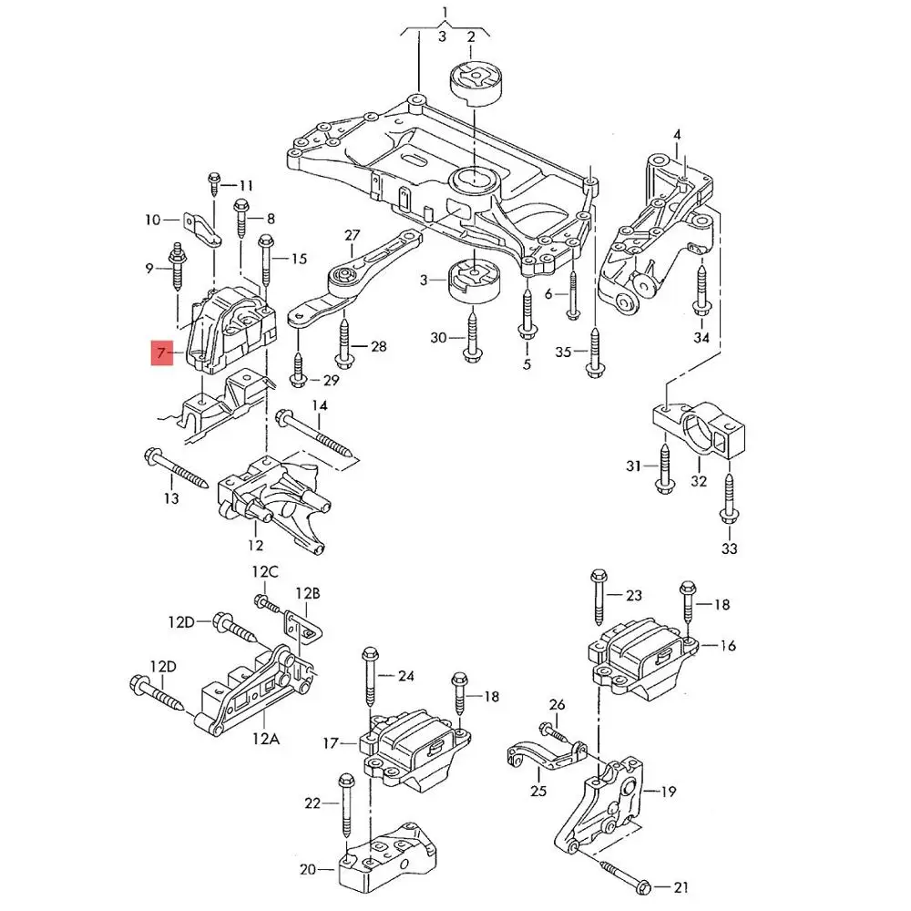 Engine Support Mount For Audi TT roadster 2.0 TFSI Quattro (2013 8J) 8J0199262