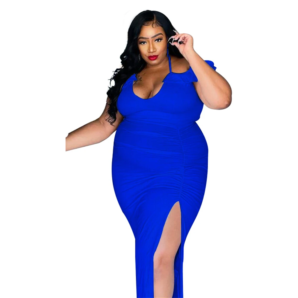 

2021 Summer New Hot Sale Plus Size Temperament Commuter Dress Solid Color Slim Large Fat MM Pencil Skirt