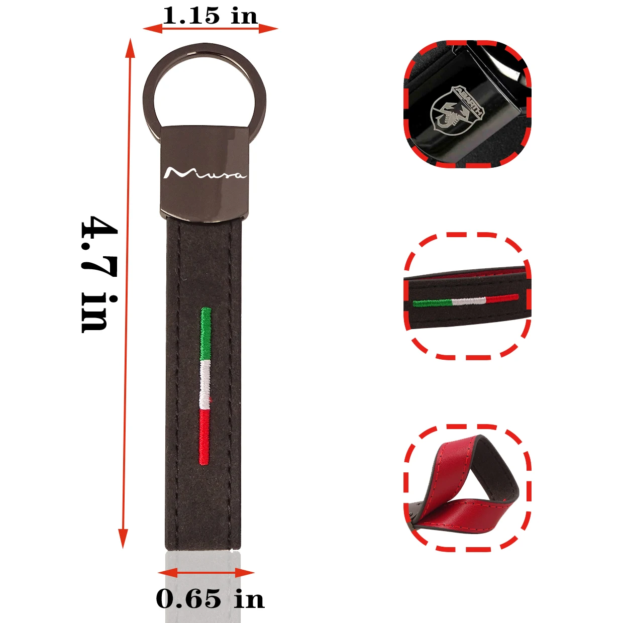 FOR Alcantara leather key chain Italian flag Car leather Keyring For Lancia Delta 3 Musa Phedra Thesis Voyager Ypsilon Nuevo