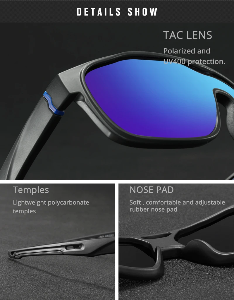 KDEAM reduziert Windage, polarisierte Herren-Sonnenbrille, Sport-Einteiler, mehrschichtige Beschichtungsbrille, Spiegel, Kategorie 3 – Detail 3