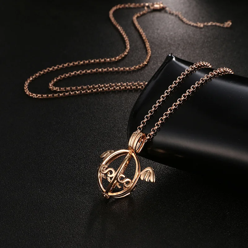New Mexican Chimes Angel Wings Simplicity Necklace Aromatherapy Essential Oil Diffuser Perfume Locket Pendant Music Ball Jewelry