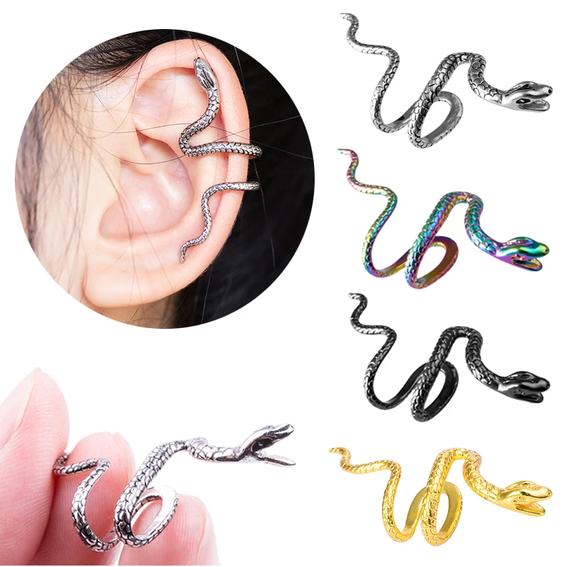 1PC Snake Ear Cuffs Copper Clip on Earrings for Women Men Non Pierced Without Piercing Ear Wrap Earcuff Fake Piercing Jewelry