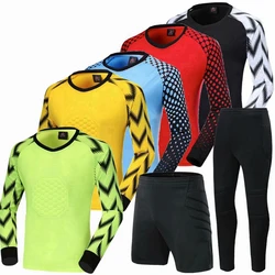 Youth Goalkeeper Soccer Jerseys Kit Adult Goalkeeper Football Uniform Sponge Protection padded Goalie Shirts Pants & Shorts