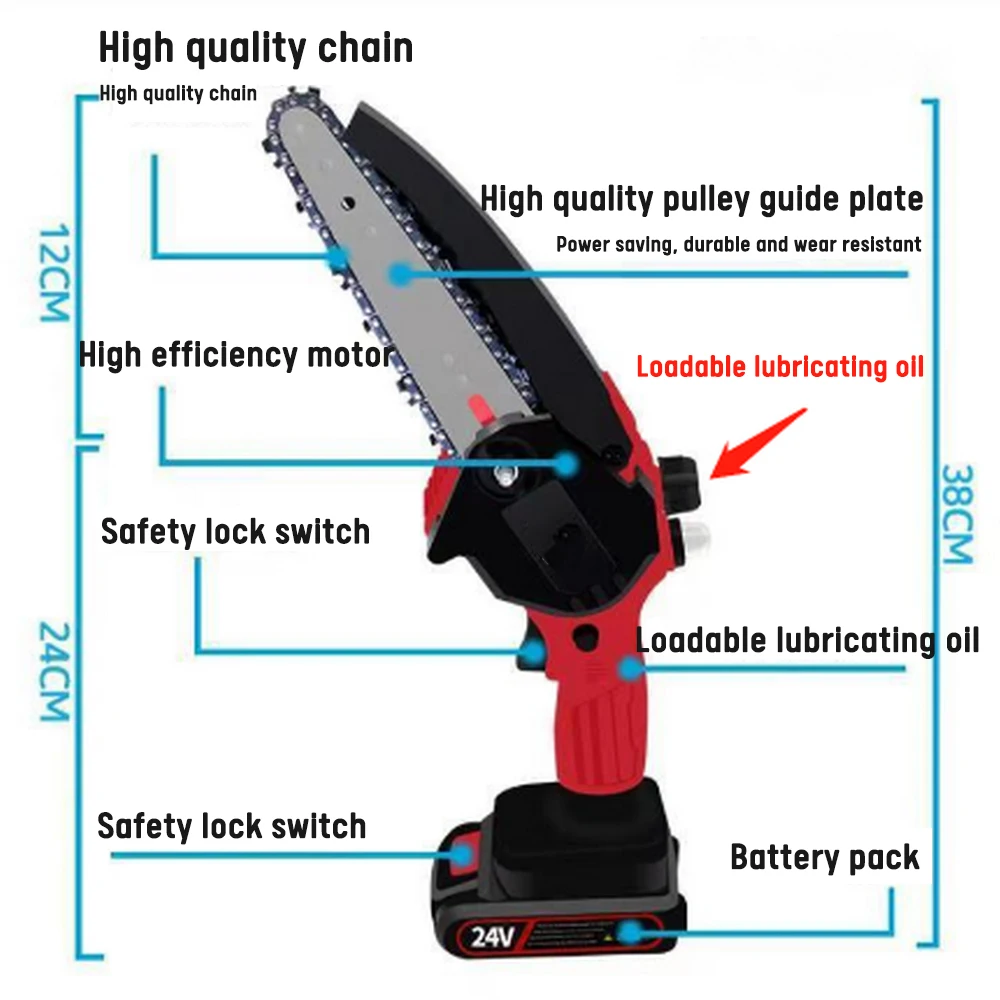 1200W 6 Inch Cordless Electric Saw 500W Mini Portable Electric Chainsaw For Makita 18V Battery For Woodworking Garden