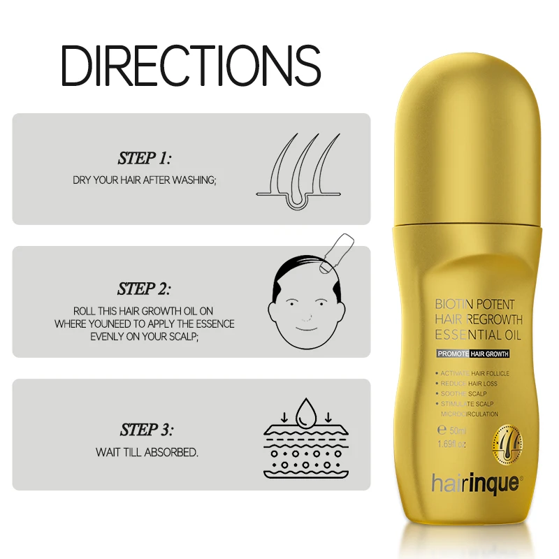 Men Women Biotin Potent Hair Growth Essence Powerful Hair Thickener Massage Oil Scalp Treatments Anti Hair Loss Medicine Care - Image 3