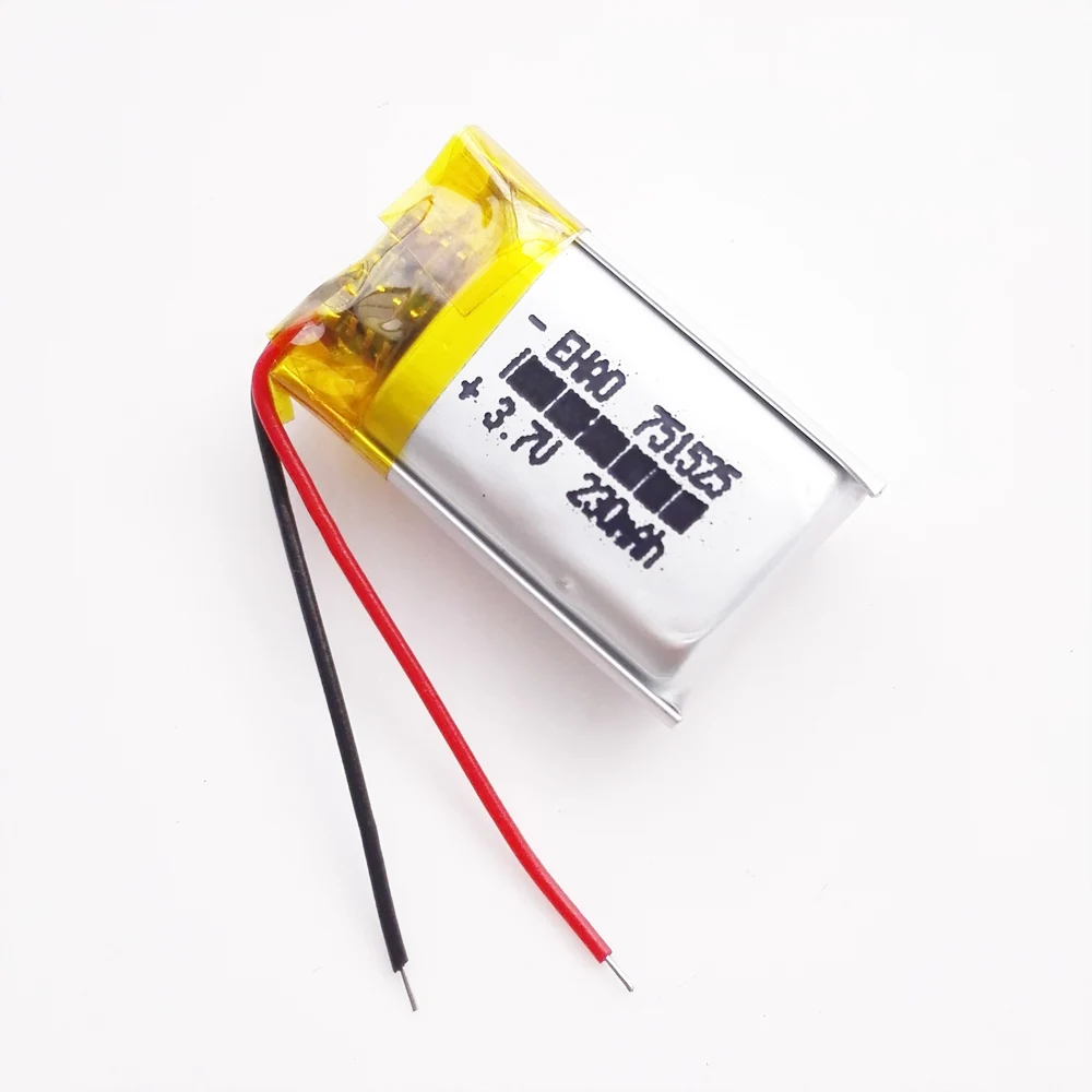 5 szt. 3.7V 230mAh litowo-polimerowa LiPo akumulator 751525 do zestawu słuchawkowego Mp3 GPS Bluetooth rejestrator