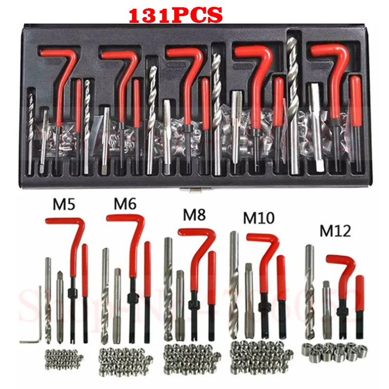 

131 Pcs Engine Block Restoring Damaged Thread Repair Tool Kit M5 M6 M8 M10 M12 Professional