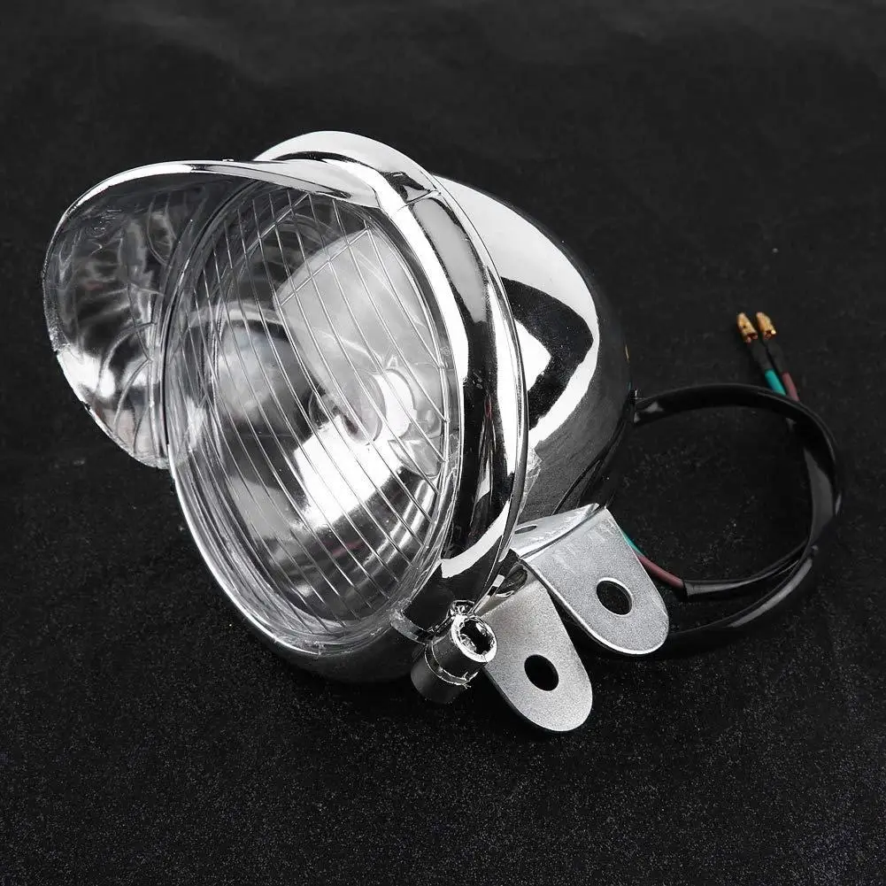 1pc/ 1 Pair 12v Universal Moto Headlamp Chrome Color ABS Motorcycle Fog Lights Headlight Lamp Motorcycle Spare Parts Lighting