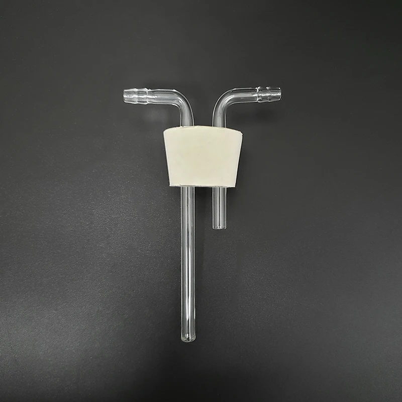 White rubber stopper,With glass inlet and outlet trachea,Number 6-21,Bottle corks,Air scrubber accessories