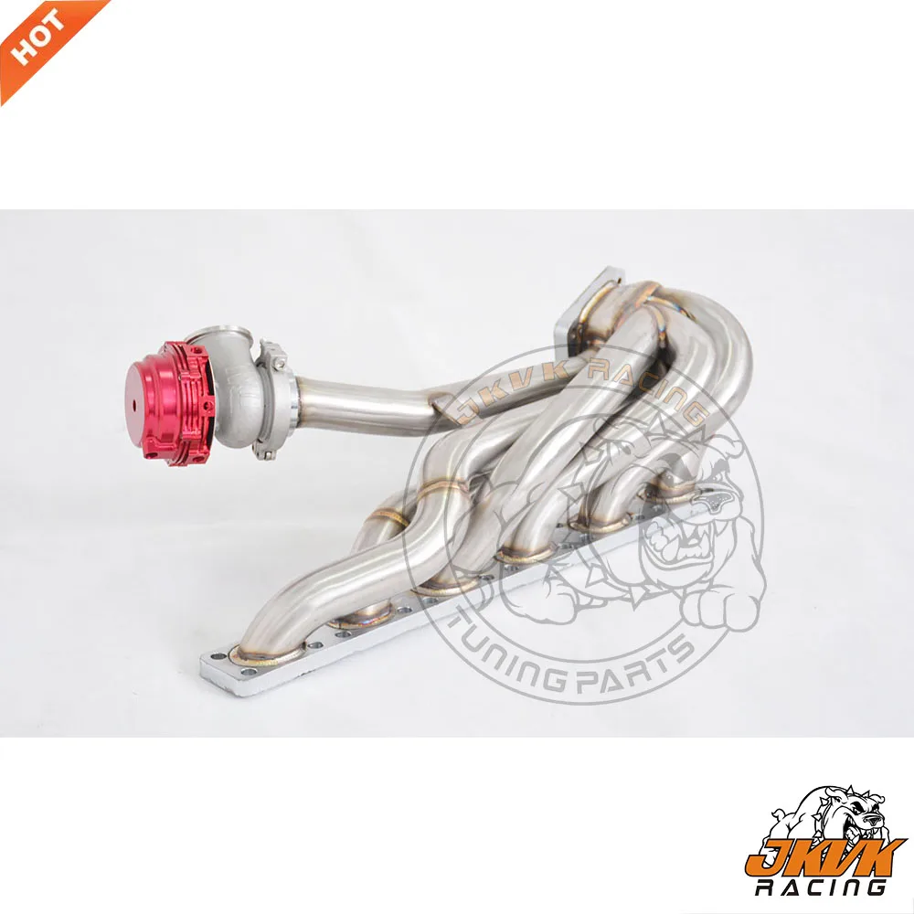 JKVK RACING  Brushed 3.0mm SS304 Top Mount T3 T04E Turbo Manifold For E36 325i 328i GT35 1992-98+44mm Vband Wastegate