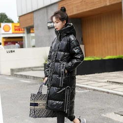 Winter Women's Супер холодно Longer Hooded Down Coats Thicker Warm Fluffy Down Coat Female Winter Bread Style Parkas wy474