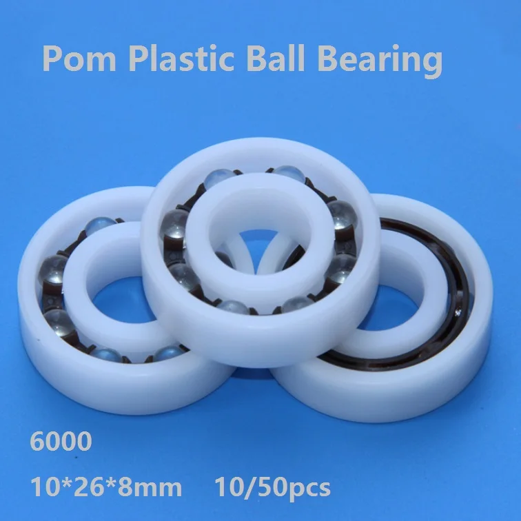 

10/50pcs POM 6000 10*26*8mm POM plastic with glass balls deep groove ball bearing with Glass balls Nylon Cage 10×26×8mm