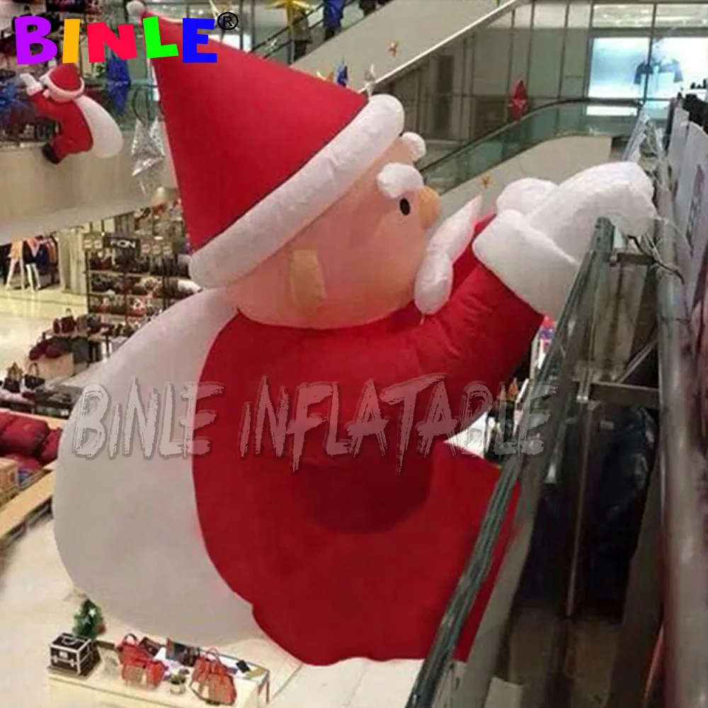 Advertising type 3m giant inflatable santa claus Climbing Wall,mall entrance Santa claus model for christmas decoration